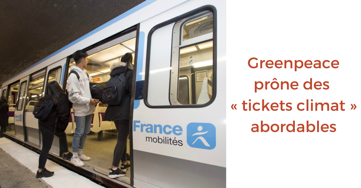 Greenpeace prône des « tickets climat » abordables pour prendre les transports publics