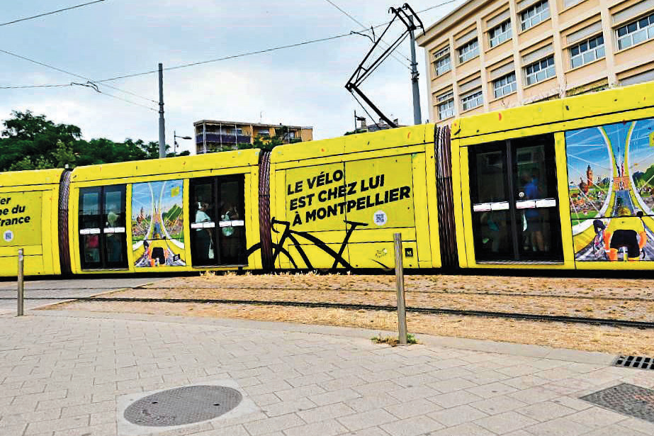 Montpellier. Un tramway pelliculé aux couleurs du Tour de France