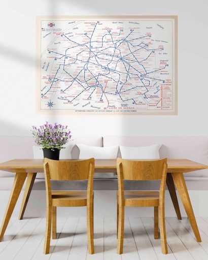 Affiche plan de métro RATP 1962