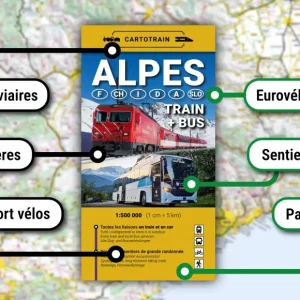 Cartotrain - Carte "Alpes 6 pays : Train+Bus"